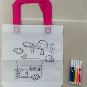 Kindertasche zum Bemalen – Tragetasche mit 5 wasserfesten Stiften